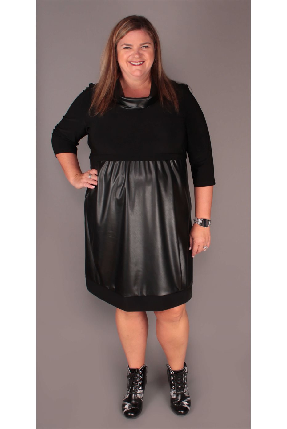 Robe Noire Avec Cuir Ribkoff Robe Noire Avec Cuir Ribkoff